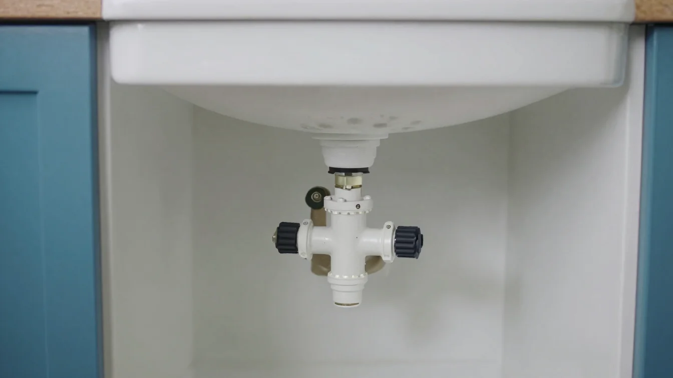 Filtro de sedimentos instalado bajo el fregadero de una cocina do
